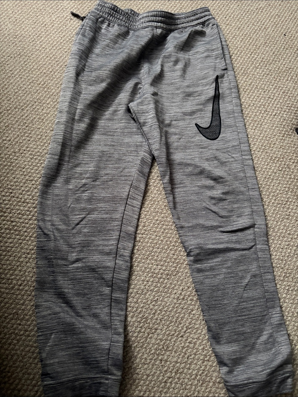 Nike Grey Marled Tech Fleece Joggers with Black Swoosh
